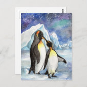 Liefde onder de sterren - Penguin Lovers Briefkaart (Voorkant / Achterkant)