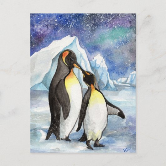 Liefde onder de sterren - Penguin Lovers Briefkaart (Voorkant)