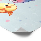 Liefde onder de zee – Schattig Waterverf Vis Koppe Poster (Hoek)