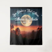 Liefde onder een volle maan bruiloft achtergrond wandkleed (Voorkant)