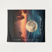 Liefde onder een volle maan bruiloft achtergrond wandkleed (Voorkant (horizontaal))