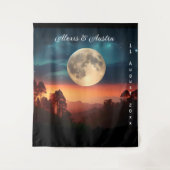 Liefde onder een volle maan bruiloft achtergrond wandkleed (Voorkant)