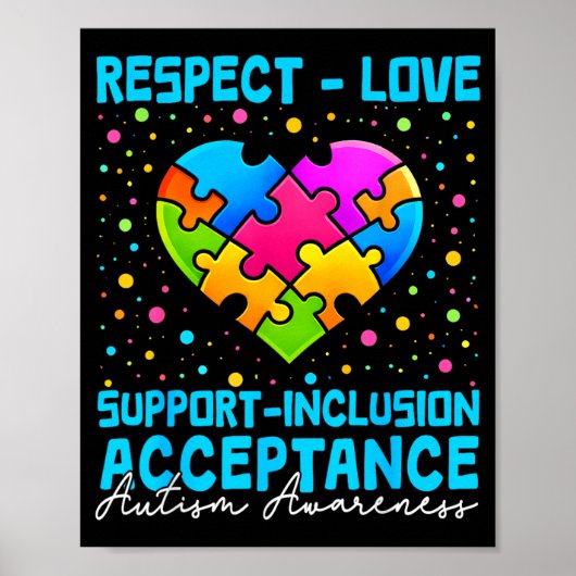 Liefde Ondersteuning Hart Puzzel Autisme Bewustzij Poster (Voorkant)