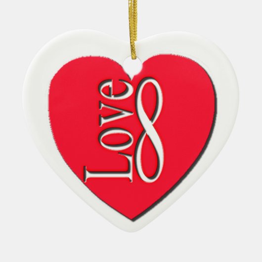 Liefde oneindig, persoonlijk keramisch ornament (Voorkant)
