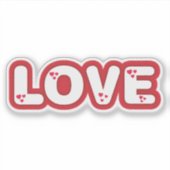 "Liefde" ontwerp, rode afgeronde letters met harte Sticker (Voorkant)
