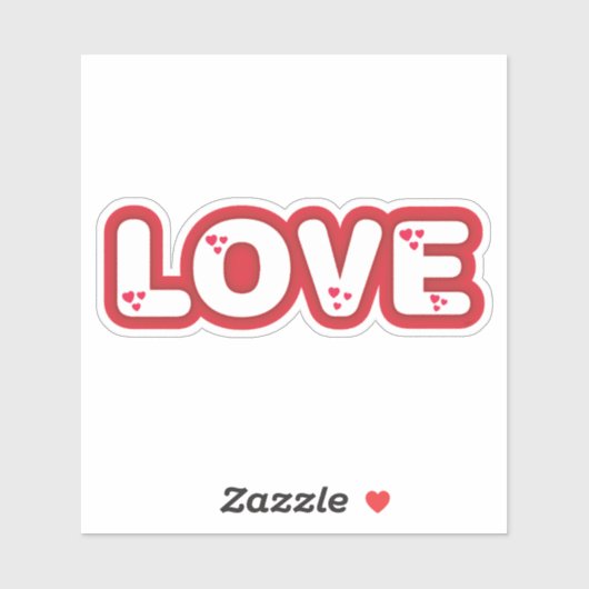 "Liefde" ontwerp, rode afgeronde letters met harte Sticker (Vel)