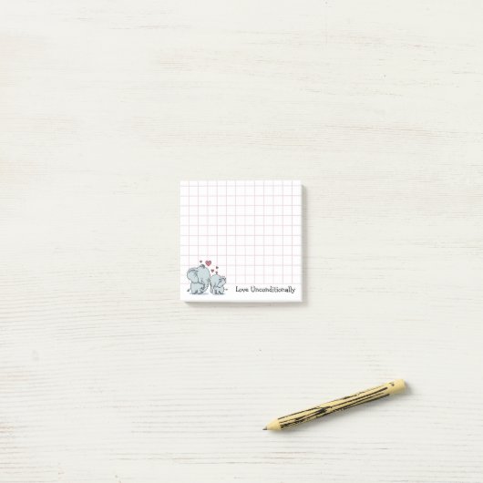 Liefde onvoorwaardelijk olifanten post-it® notes (Op bureau)