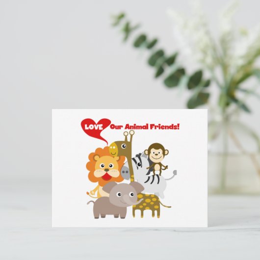 Liefde onze diervrienden briefkaart (Staand voorkant)