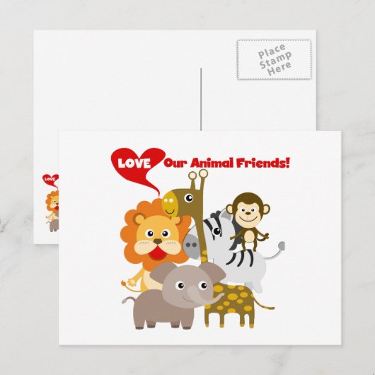 Liefde onze diervrienden briefkaart (Voorkant / Achterkant)