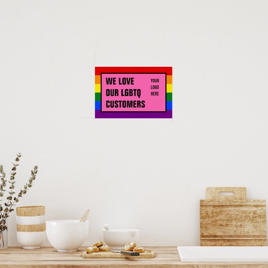 Liefde onze LGBTQ-Kay Klanten Rainbow Flag Logo Poster (Keuken)
