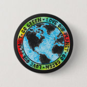 Liefde onze planeet groen ronde button 5,7 cm (Voorkant)