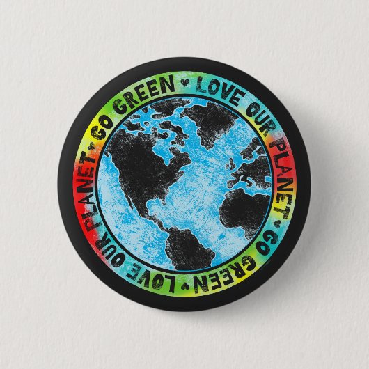 Liefde onze planeet groen ronde button 5,7 cm (Voorkant)