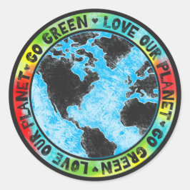 Liefde onze planeet groen ronde sticker