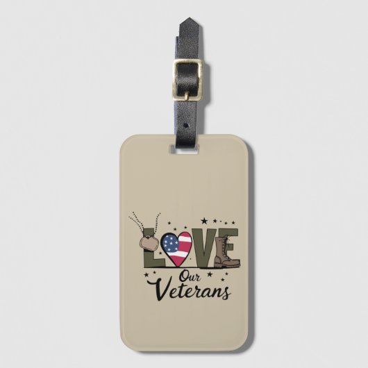 Liefde Onze Veteranen Dag Trotse Militaire Veteraa Bagagelabel (Voorkant (verticaal))