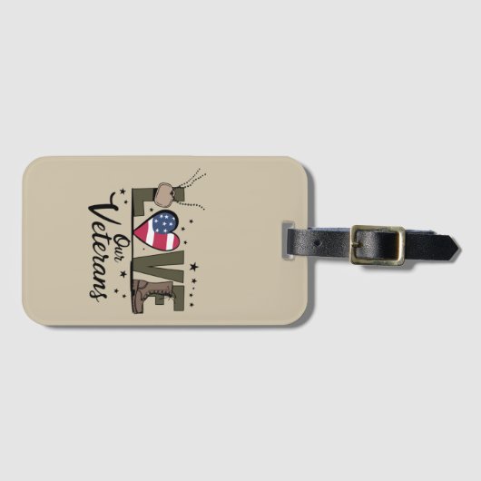 Liefde Onze Veteranen Dag Trotse Militaire Veteraa Bagagelabel (Voorkant (horizontaal))