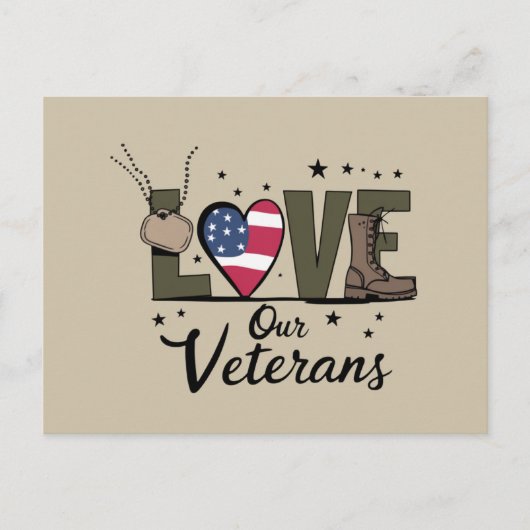 Liefde Onze Veteranen Dag Trotse Militaire Veteraa Briefkaart (Voorkant)