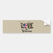 Liefde Onze Veteranen Dag Trotse Militaire Veteraa Bumpersticker (Voorkant)