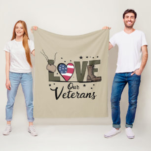 Liefde Onze Veteranen Dag Trotse Militaire Veteraa Fleece Deken
