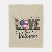 Liefde Onze Veteranen Dag Trotse Militaire Veteraa Fleece Deken (Voorkant)
