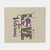 Liefde Onze Veteranen Dag Trotse Militaire Veteraa Fleece Deken (Voorkant (Horizontaal))