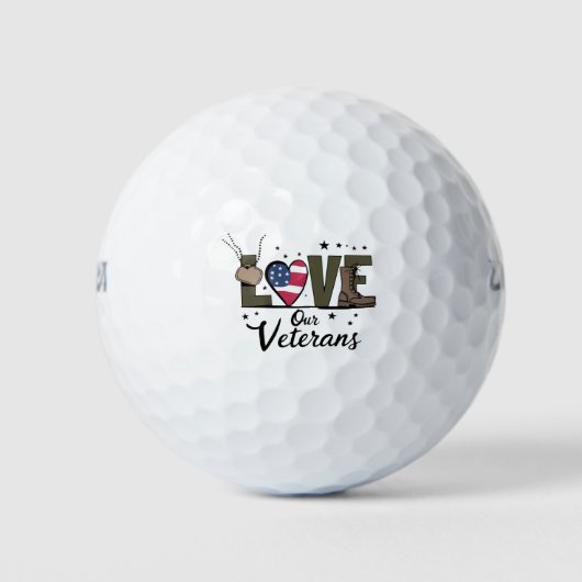 Liefde Onze Veteranen Dag Trotse Militaire Veteraa Golfballen (Voorkant)