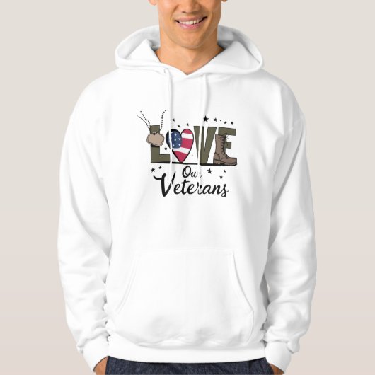 Liefde Onze Veteranen Dag Trotse Militaire Veteraa Hoodie (Voorkant)