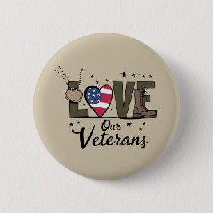 Liefde Onze Veteranen Dag Trotse Militaire Veteraa Ronde Button 5,7 Cm