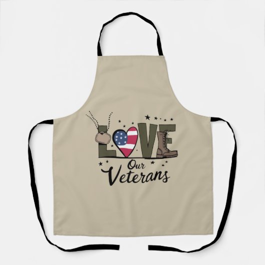 Liefde Onze Veteranen Dag Trotse Militaire Veteraa Schort (Voorkant)