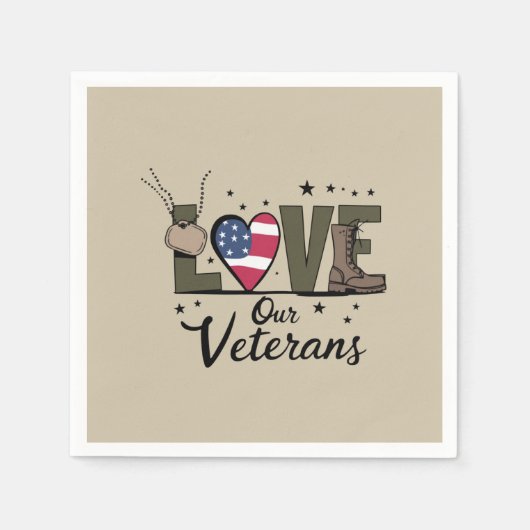 Liefde Onze Veteranen Dag Trotse Militaire Veteraa Servet (Voorkant)