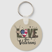 Liefde Onze Veteranen Dag Trotse Militaire Veteraa Sleutelhanger (Voorkant)