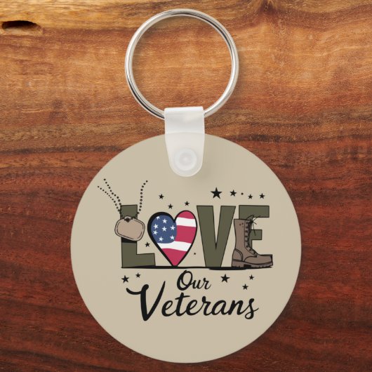 Liefde Onze Veteranen Dag Trotse Militaire Veteraa Sleutelhanger (Voorkant)
