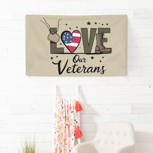 Liefde Onze Veteranen Dag Trotse Militaire Veteraa Spandoek (Insitu)