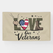 Liefde Onze Veteranen Dag Trotse Militaire Veteraa Spandoek (Horizontaal)