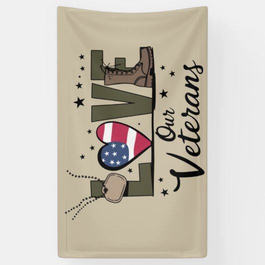 Liefde Onze Veteranen Dag Trotse Militaire Veteraa Spandoek (Verticaal)