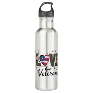 Liefde Onze Veteranen Dag Trotse Militaire Veteraa Waterfles