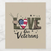 Liefde Onze Veteranen Dag Trotse Militaire Veteraa Wijn Etiket (Enkel label)