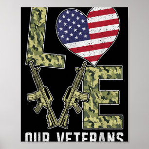 Liefde onze veteranendag trots op onze vlag poster