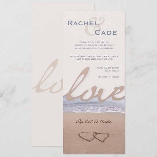 Liefde op de beach Wedding-uitvindingen Kaart (Voorkant / Achterkant)