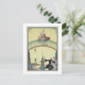 Liefde op de brug, illustratie voor 'Fetes Galant' Briefkaart (Staand voorkant)