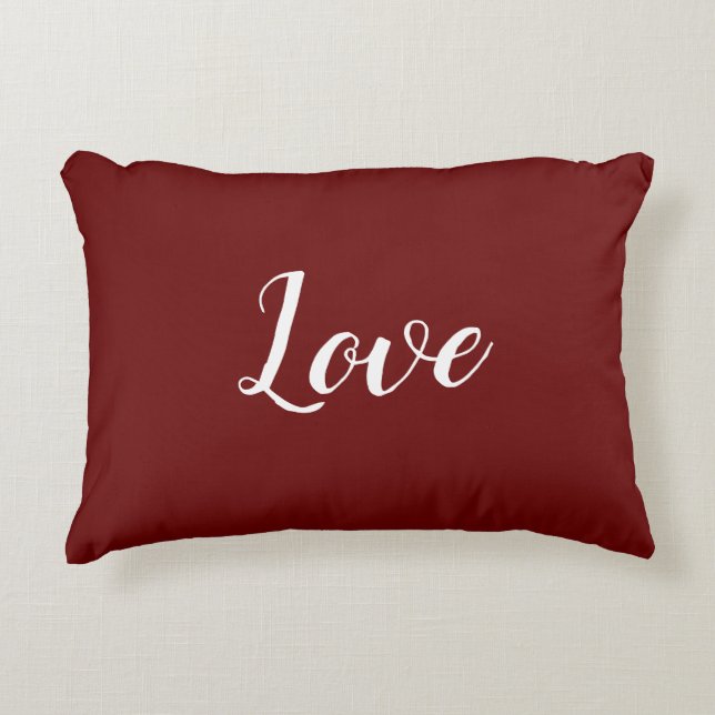 "Liefde" op de  Deep Red Accent Pillow Accent Kussen (Voorkant)