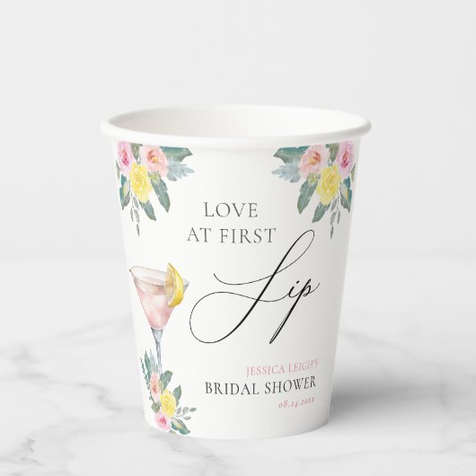 Liefde op de eerste slok Helder Bruids Bruiloftsfe Papieren Bekers (Voorkant)