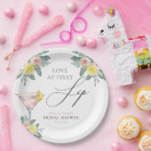 Liefde op de Eerste Slok Helder Bruids Bruisfeest Papieren Bordje (Feest)