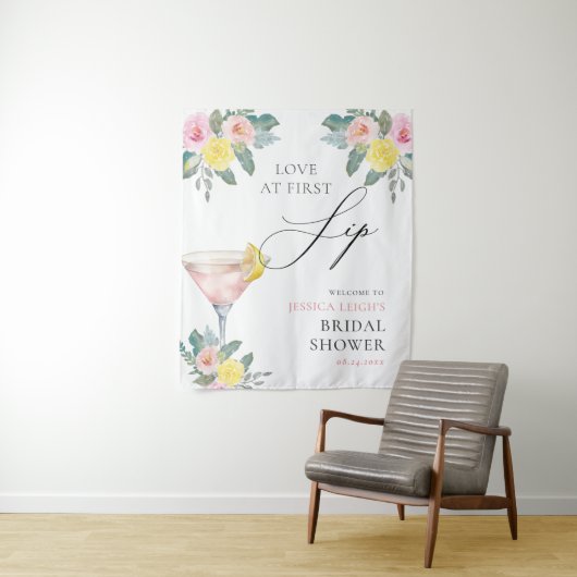 Liefde Op De Eerste Slok Helder Bruiloftscocktail Wandkleed (In situ)