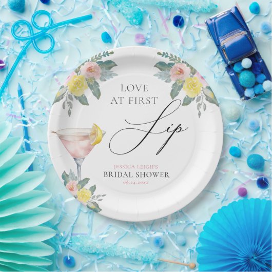 Liefde op de eerste slok Helder bruiloftsfeest voo Papieren Bordje (Feest)