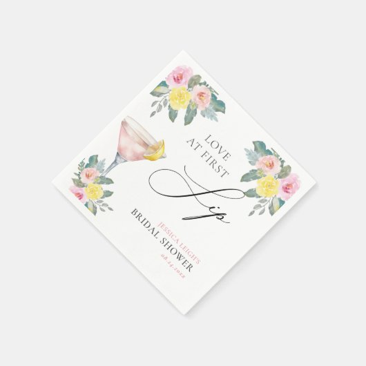 Liefde Op De Eerste Slok Helder Bruiloftsfeestje C Servet (Hoek)