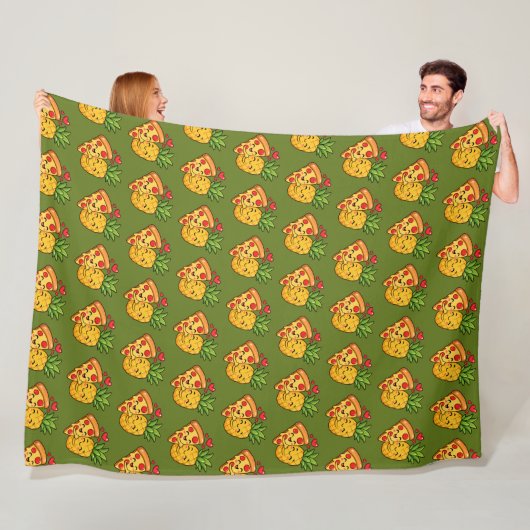 Liefde op de eerste snee - Pizza ontmoet ananas Fleece Deken (In situ)
