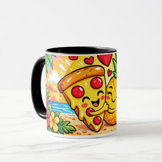 Liefde op de eerste snee - Pizza ontmoet ananas Mok (Voorkant links)
