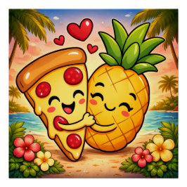 Liefde op de eerste snee - Pizza ontmoet ananas Perfect Poster
