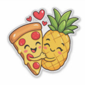 Liefde op de eerste snee - Pizza ontmoet ananas Sticker (Voorkant)