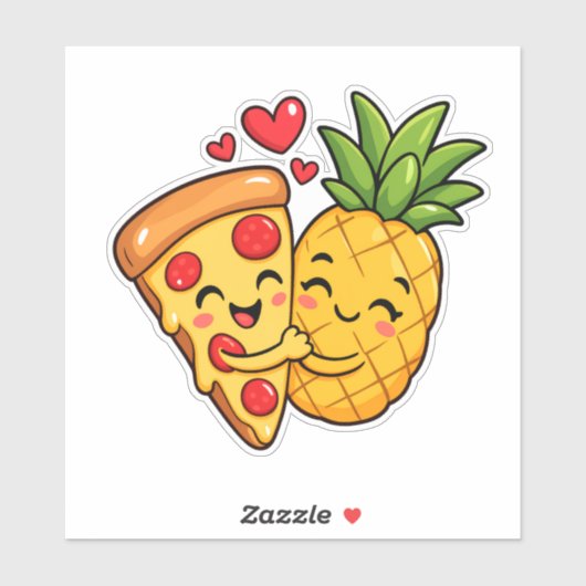 Liefde op de eerste snee - Pizza ontmoet ananas Sticker (Vel)